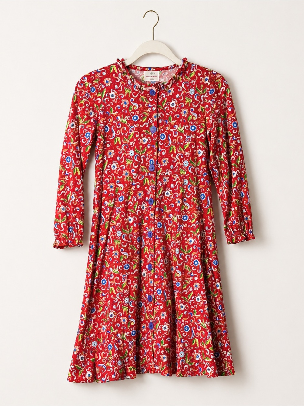 Hanna Andersson Girls Red Floral Swirl Cotton Dress Size 130 US 7/8